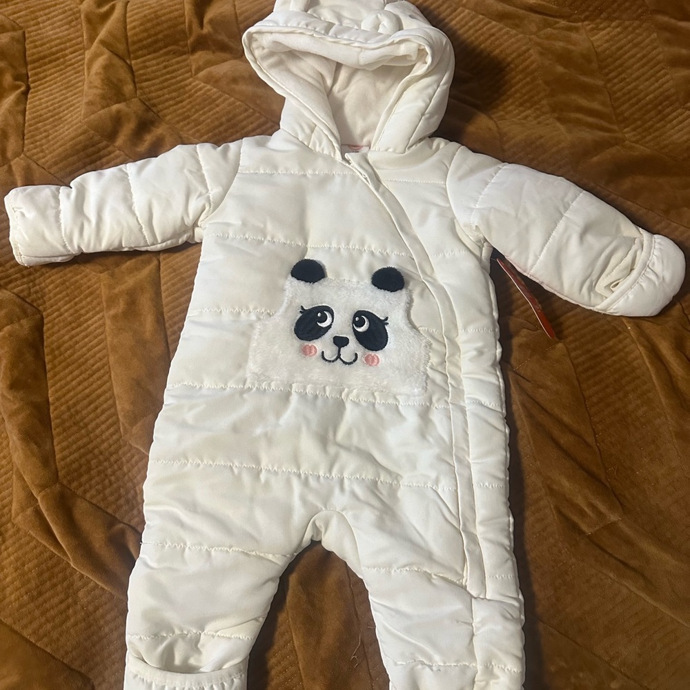 Adorable White Panda Kids One Piece 3/6M